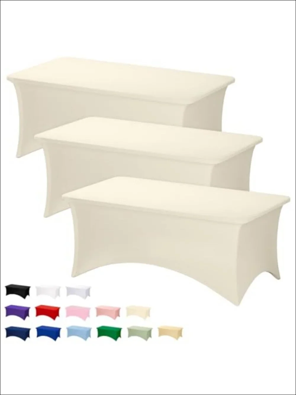 3 Pack 6FT Spandex Fitted Tablecloth Rectangle Table Cover Stretch